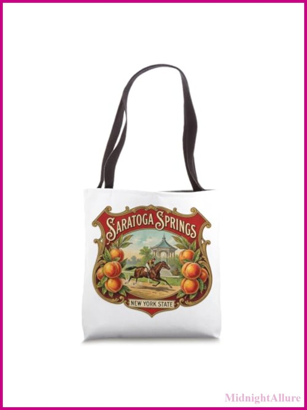 Saratoga Springs New York Retro Tote Bag Spun Polyester Double Stitched
